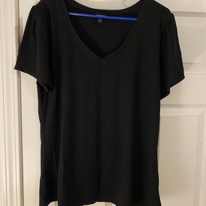 Torrid Black Stretch Ribbed V-Neck Shirt